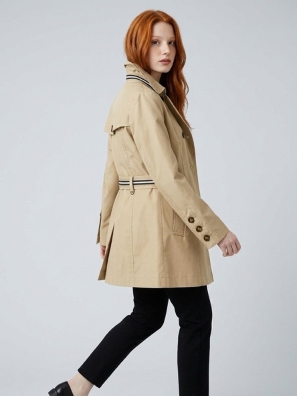 Jones New York Khaki Trench Coat with Belt - Picture 6 of 8